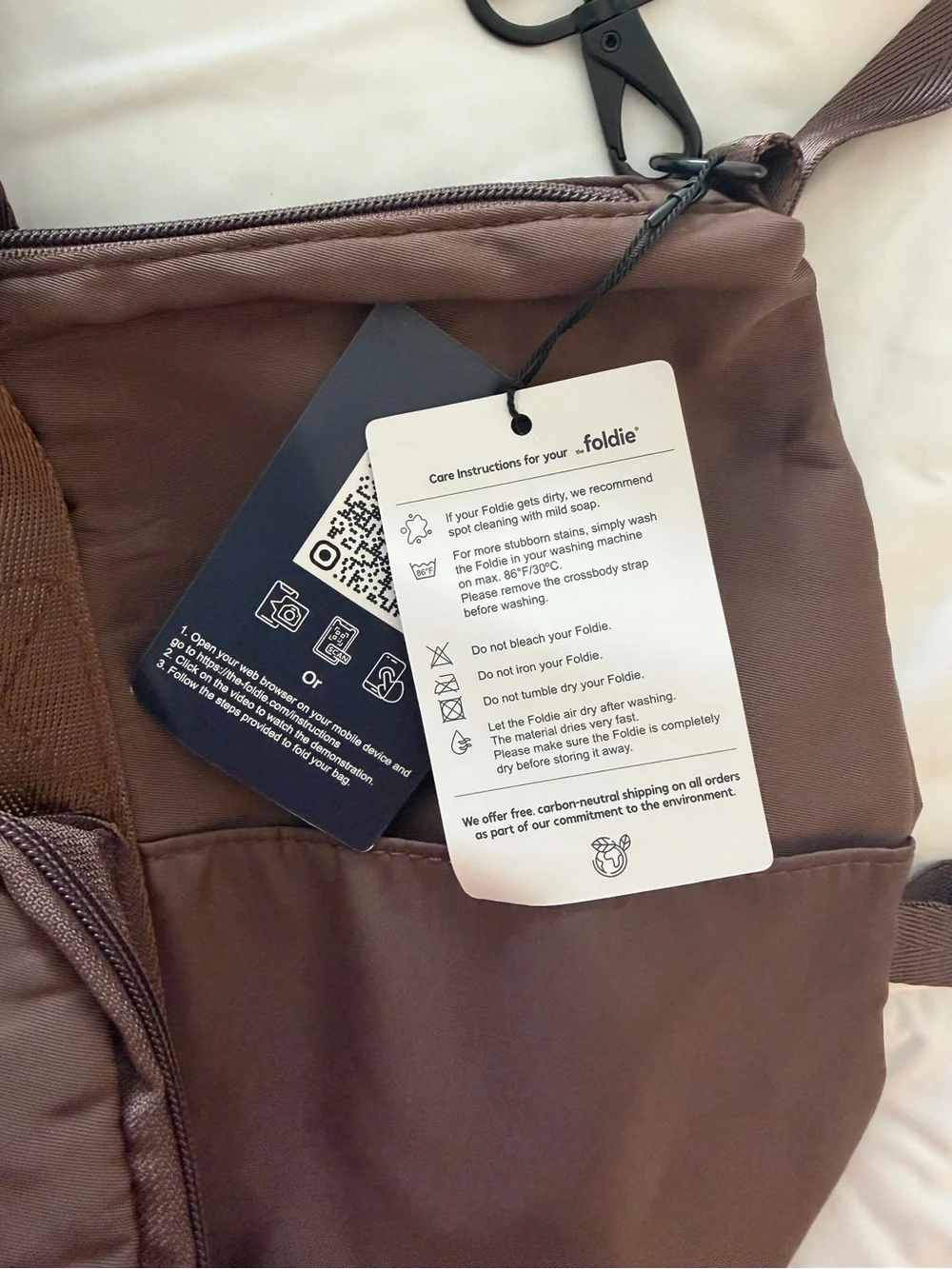 The Foldie travel bag in brown